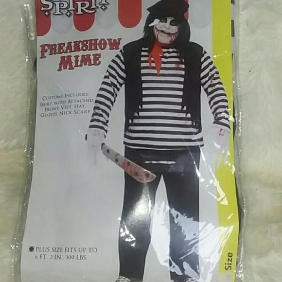 NWT Men's Spirit Plus Size Freakshow Mime Costume - Picture 2 of 8